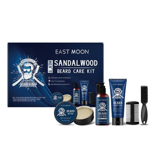 East Moon Men's Sandalwood Beard Care Set – Nourishing & Restoring Grooming Kit