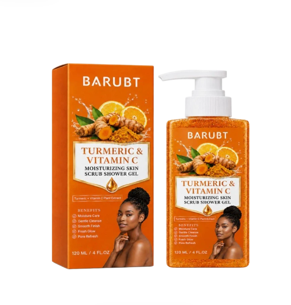 Turmeric & Vitamin C Moisturizing Exfoliating Body Wash – Rich Foam, Easy Rinse, Refreshing & Naturally Lasting Scent