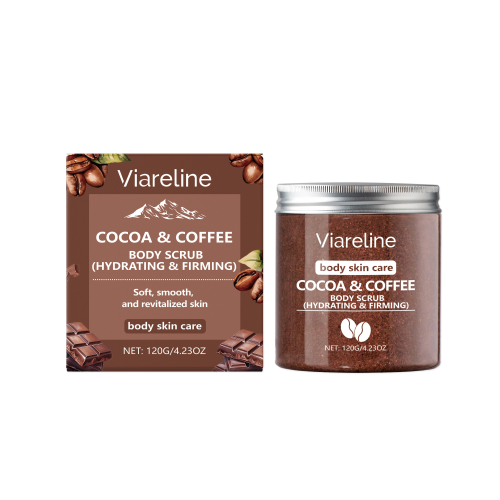 Viareline Coffee-Flavored Sea Salt Body Scrub, Body Cleansing Smooth Moisturizing Moisturizing Skin Scrub